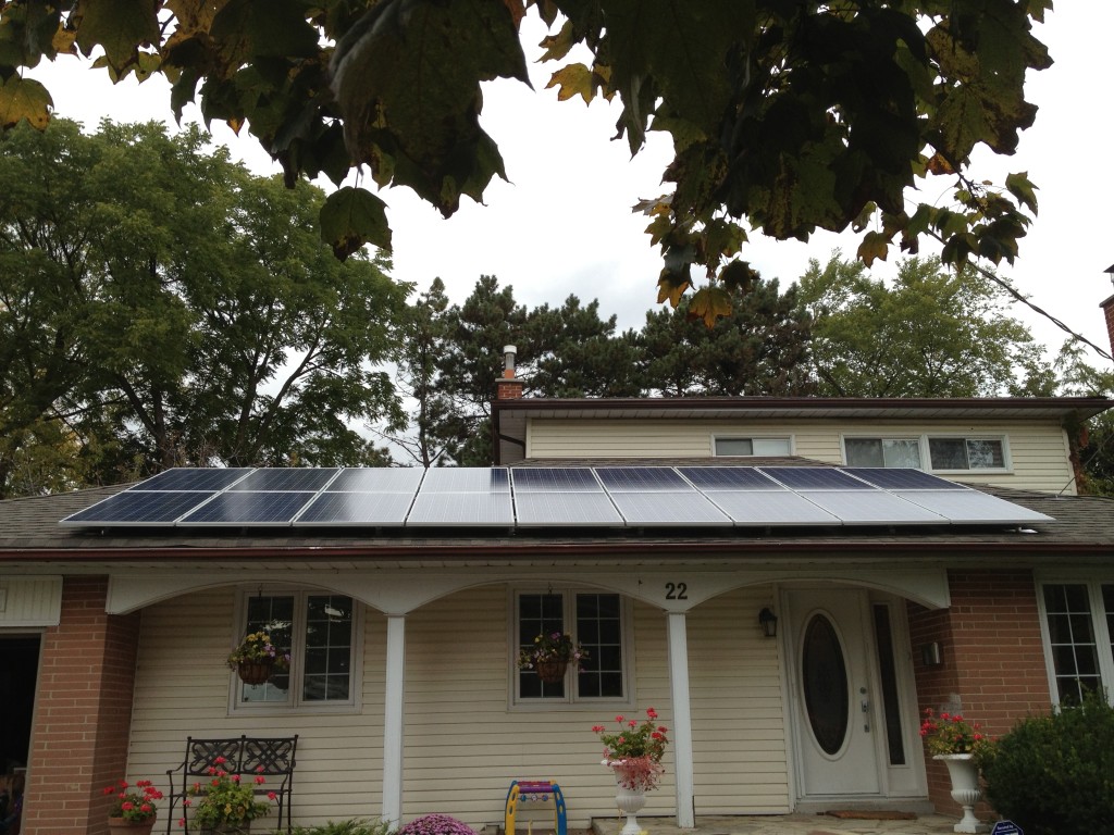 Solar panels mounted to veranda roof